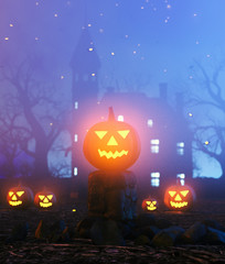 Fototapeta na wymiar Halloween fantasy night decoration,3d illustration