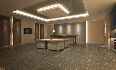 3d render of hotel reception lobby