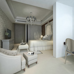 3d render hotel room