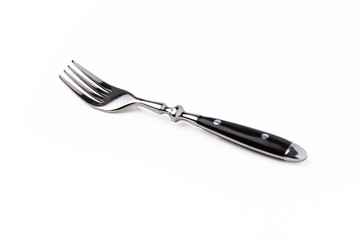 silver fork on isolated white background