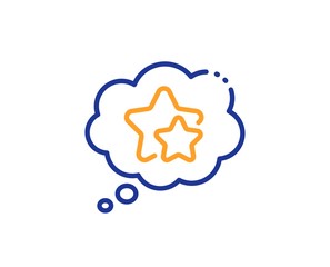 Star rating sign. Ranking stars speech bubble line icon. Best rank symbol. Colorful outline concept. Blue and orange thin line ranking stars icon. Vector