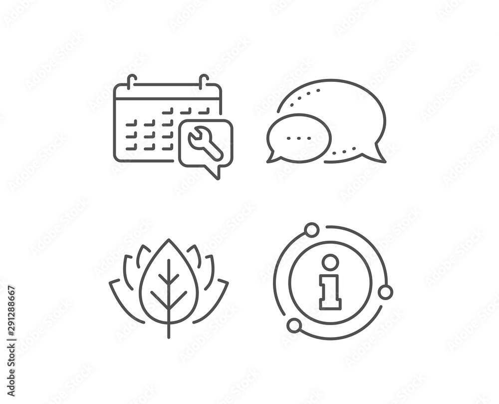 Poster spanner tool line icon. chat bubble, info sign elements. repair service calendar sign. fix instrumen