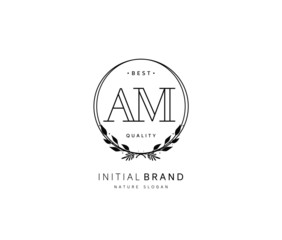 A M AM Beauty vector initial logo, handwriting logo of initial signature, wedding, fashion, jewerly, boutique, floral and botanical with creative template for any company or business.