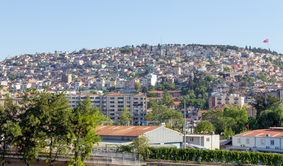 Fototapeta na wymiar Dense populated area in Konak district, Izmir, Turkey.