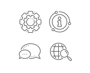 Web search line icon. Chat bubble, info sign elements. Find internet results sign. Linear web search outline icon. Information bubble. Vector