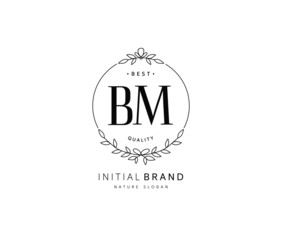 B M BM Beauty vector initial logo, handwriting logo of initial signature, wedding, fashion, jewerly, boutique, floral and botanical with creative template for any company or business.