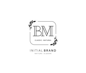 B M BM Beauty vector initial logo, handwriting logo of initial signature, wedding, fashion, jewerly, boutique, floral and botanical with creative template for any company or business.