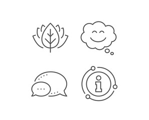 Smile chat line icon. Chat bubble, info sign elements. Happy emoticon sign. Comic speech bubble symbol. Linear smile chat outline icon. Information bubble. Vector