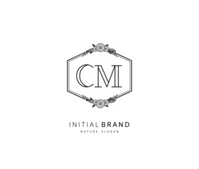 C M CM Beauty vector initial logo, handwriting logo of initial signature, wedding, fashion, jewerly, boutique, floral and botanical with creative template for any company or business.