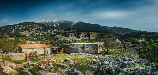 Obraz premium View over landscape mountain of Crete village in Greece