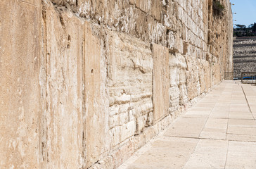 Part of the wall of the Temple Mount near the Dung Gate in the Old City in Jerusalem, Israel