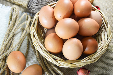 fresh eggs in a basket