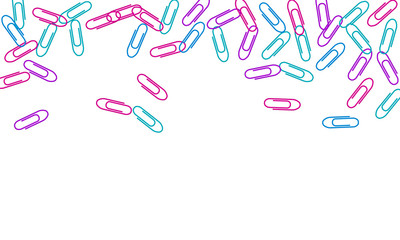 Stationary paperclips isolated on white background