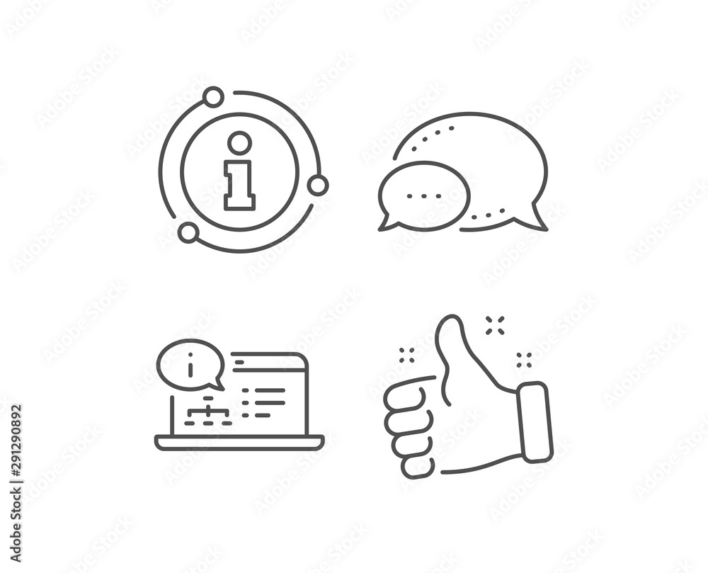 Poster online documentation line icon. chat bubble, info sign elements. technical instruction sign. linear 