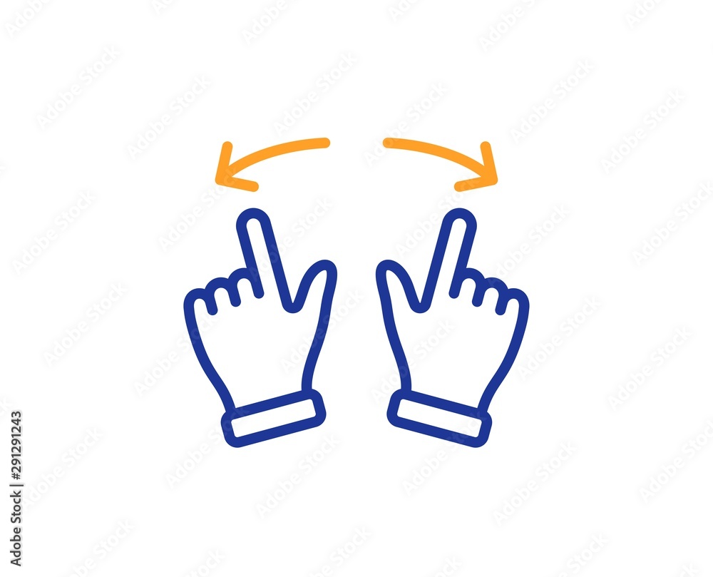 Poster slide arrow sign. move gesture line icon. swipe action symbol. colorful outline concept. blue and or