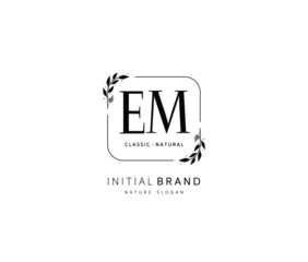 E M EM Beauty vector initial logo, handwriting logo of initial signature, wedding, fashion, jewerly, boutique, floral and botanical with creative template for any company or business.