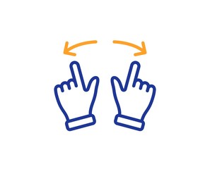 Fototapeta premium Slide arrow sign. Move gesture line icon. Swipe action symbol. Colorful outline concept. Blue and orange thin line move gesture icon. Vector