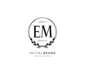 E M EM Beauty vector initial logo, handwriting logo of initial signature, wedding, fashion, jewerly, boutique, floral and botanical with creative template for any company or business.