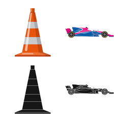 Isolated object of car and rally sign. Set of car and race vector icon for stock.