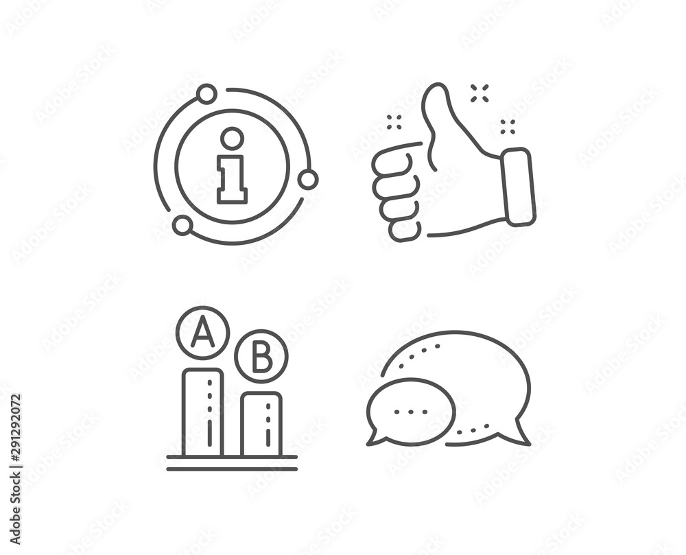 Poster ab testing line icon. chat bubble, info sign elements. ui test chart sign. linear ab testing outline