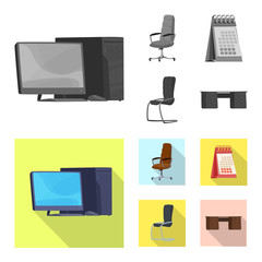 Vector illustration of furniture and work logo. Collection of furniture and home stock symbol for web.