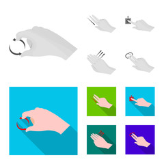 Isolated object of touchscreen and hand icon. Set of touchscreen and touch stock symbol for web.