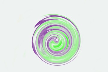 abstract swirl in purple and green on a white background