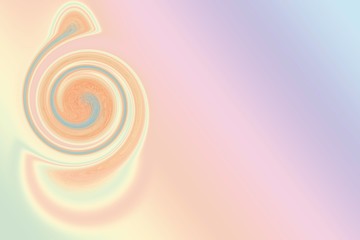 waves and circles in orange, blue and yellow on a rainbow colored background