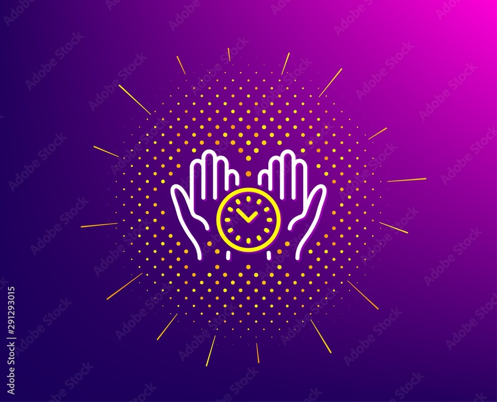 Poster safe time line icon. halftone pattern. clock sign. office management symbol. gradient background. sa