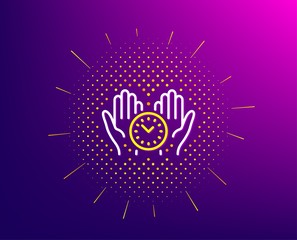 Safe time line icon. Halftone pattern. Clock sign. Office management symbol. Gradient background. Safe time line icon. Yellow halftone pattern. Vector