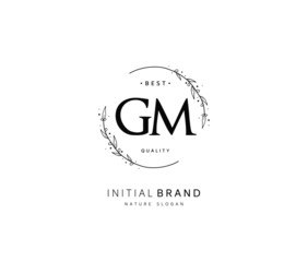 G M GM Beauty vector initial logo, handwriting logo of initial signature, wedding, fashion, jewerly, boutique, floral and botanical with creative template for any company or business.