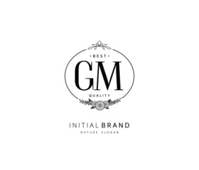 G M GM Beauty vector initial logo, handwriting logo of initial signature, wedding, fashion, jewerly, boutique, floral and botanical with creative template for any company or business.