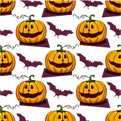 Set of halloween pumpkins, funny faces. Autumn holidays. Vector illustration EPS10.