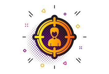 Business target or Employment sign. Halftone circles pattern. Head hunting icon. Classic flat headhunting icon. Vector