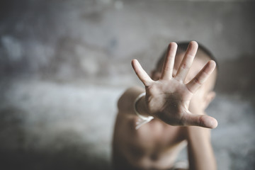 Stop violence Against Children,  The concept of stopping violence against children. Human rights...