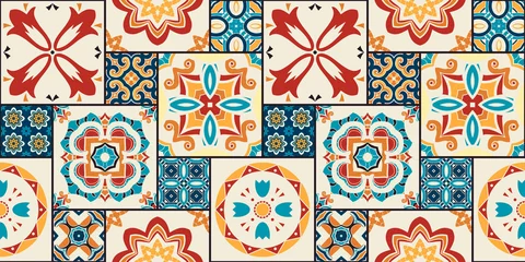 Foto op Canvas Traditional ornate portuguese decorative tiles azulejos. © Darya