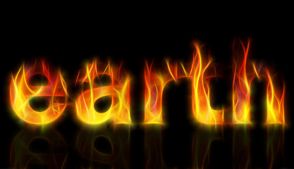 Fototapeta premium The word earth written with fire