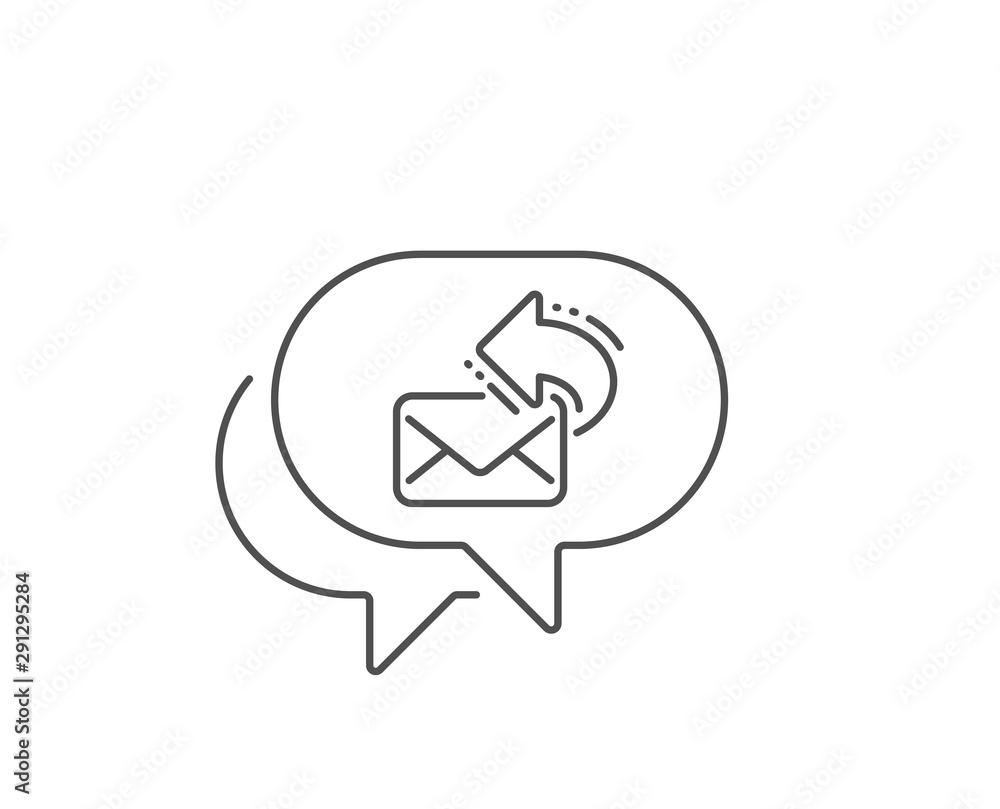Poster share mail line icon. chat bubble design. new newsletter sign. phone e-mail symbol. outline concept.
