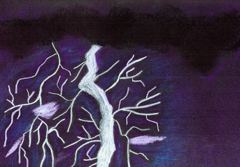 Flash in the Night, Hand Drawn Soft Pastel Painting