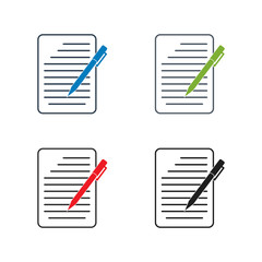 Exam Paper Icon set. Flat style vector EPS.