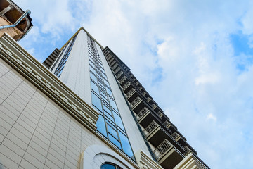 View on a new multistory high rise residential building