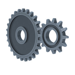 Gears. Mechanical technology machine engineering symbol. Industry development, engine work, business solution concept. 3d render illustration isolated on white background