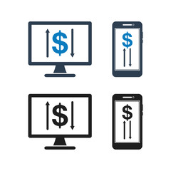 Online Fund Transfer Icon Set. Flat style vector EPS.