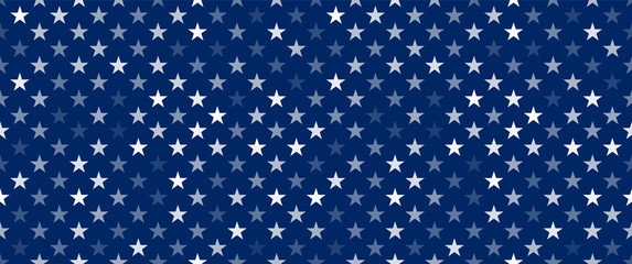 white transparent stars on blue background, seamless horizontal stock vector illustration clip art for web header or cover