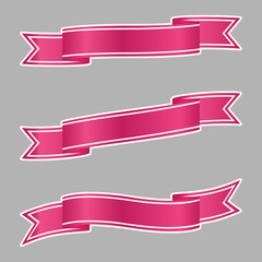 Obraz premium set of red ribbon banner icon with white stroke,