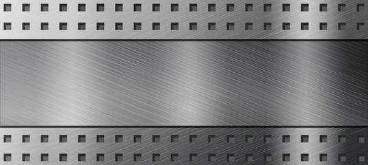 Perforated chrome sheet with polished stainless steel stripe