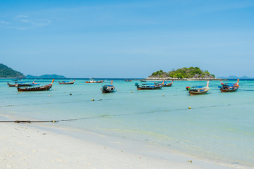 Fototapeta premium Sea Bright, beautiful at tropical island the Andaman crystal Sea, of Koh Lipe, Thailand