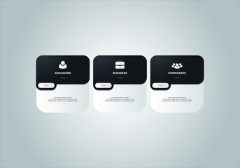 Pricing table  vector. order, box, button, list for web. price list. mobile.