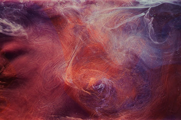 Smoke flow. Magic spell. Red blue glitter steam. Creative art background.
