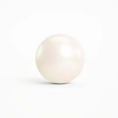 Pearl on a gray background, white pearl gemstone, 3D jewelry. Render illustration